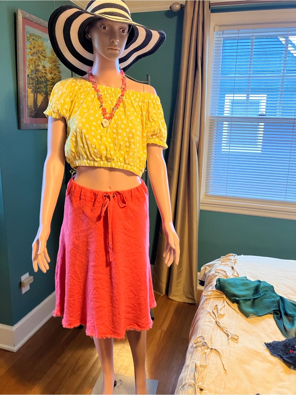 Coldwater Creek Hot Pink Frayed-Hem A-Line Skirt - Size M